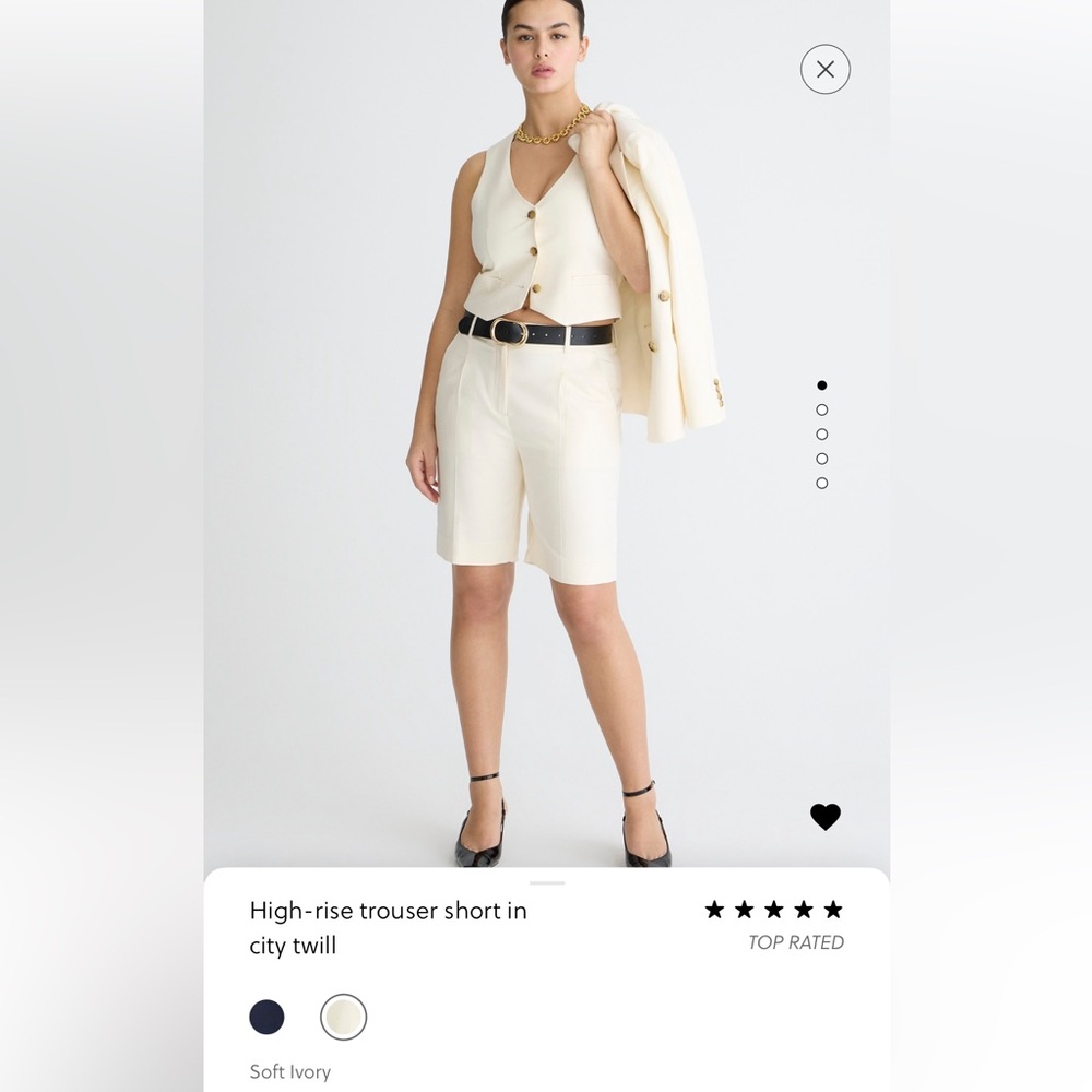 NWT J.crew high rise trouser shorts ivory